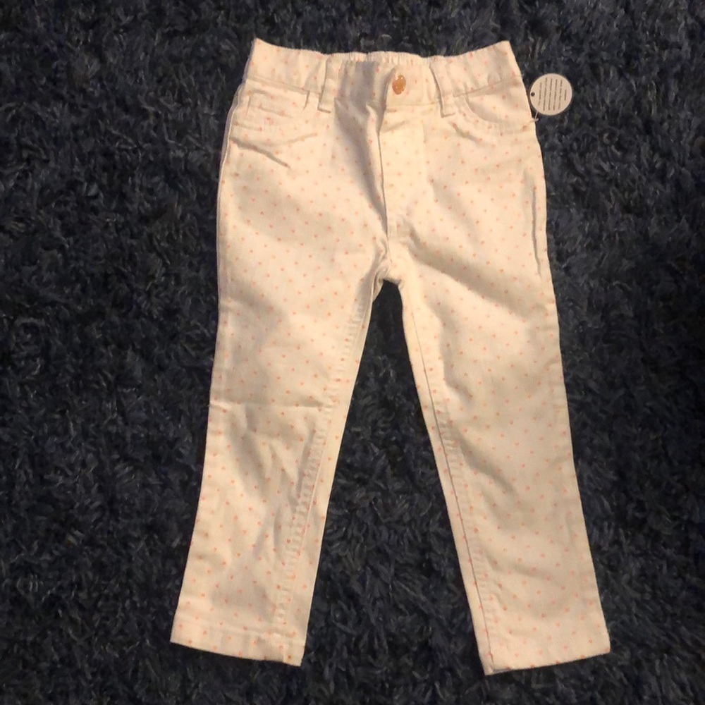 JEANS toddler girls. white w/orange hearts 2T